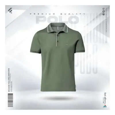 Premium Double PK Cotton Polo - Agave Green