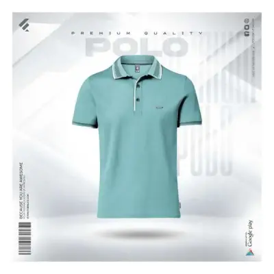 Premium Double PK Cotton Polo - Nile Blue