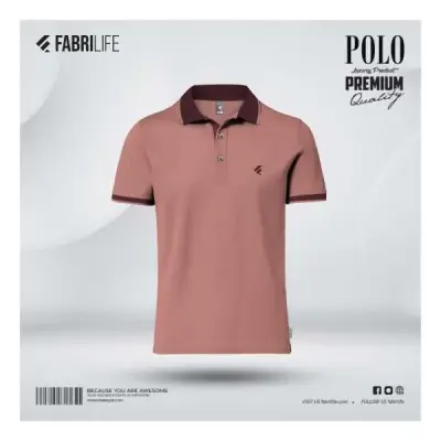 Single Jersey Knitted Cotton Polo - Brick Red