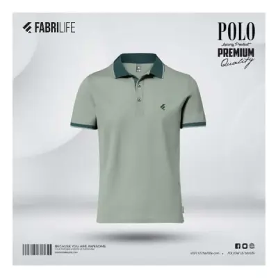 Single Jersey Knitted Cotton Polo - Iceberg Green